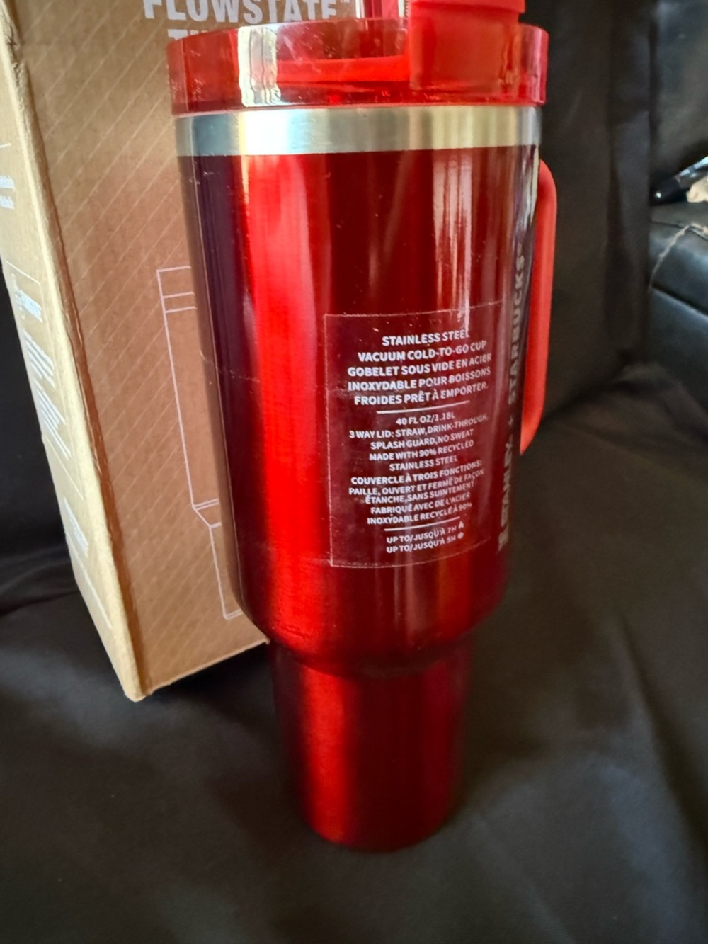 New Stanley 40oz Starbucks Red Stainless Steel Tumbler with Handle and Red Straw - Picture 3 of 8
